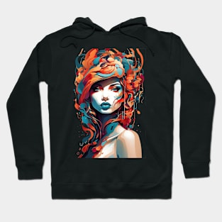 Women with Flowers in Her Hair: Blooming Beauty - Colorful Hoodie